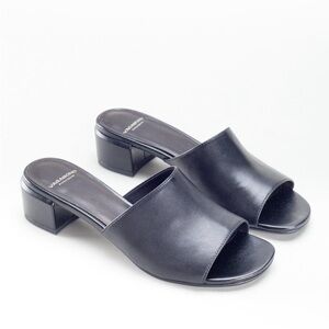 VAGABOND Black Aisha Leather Open Toe Block Heel Sandal Slide Size 9 EU 39